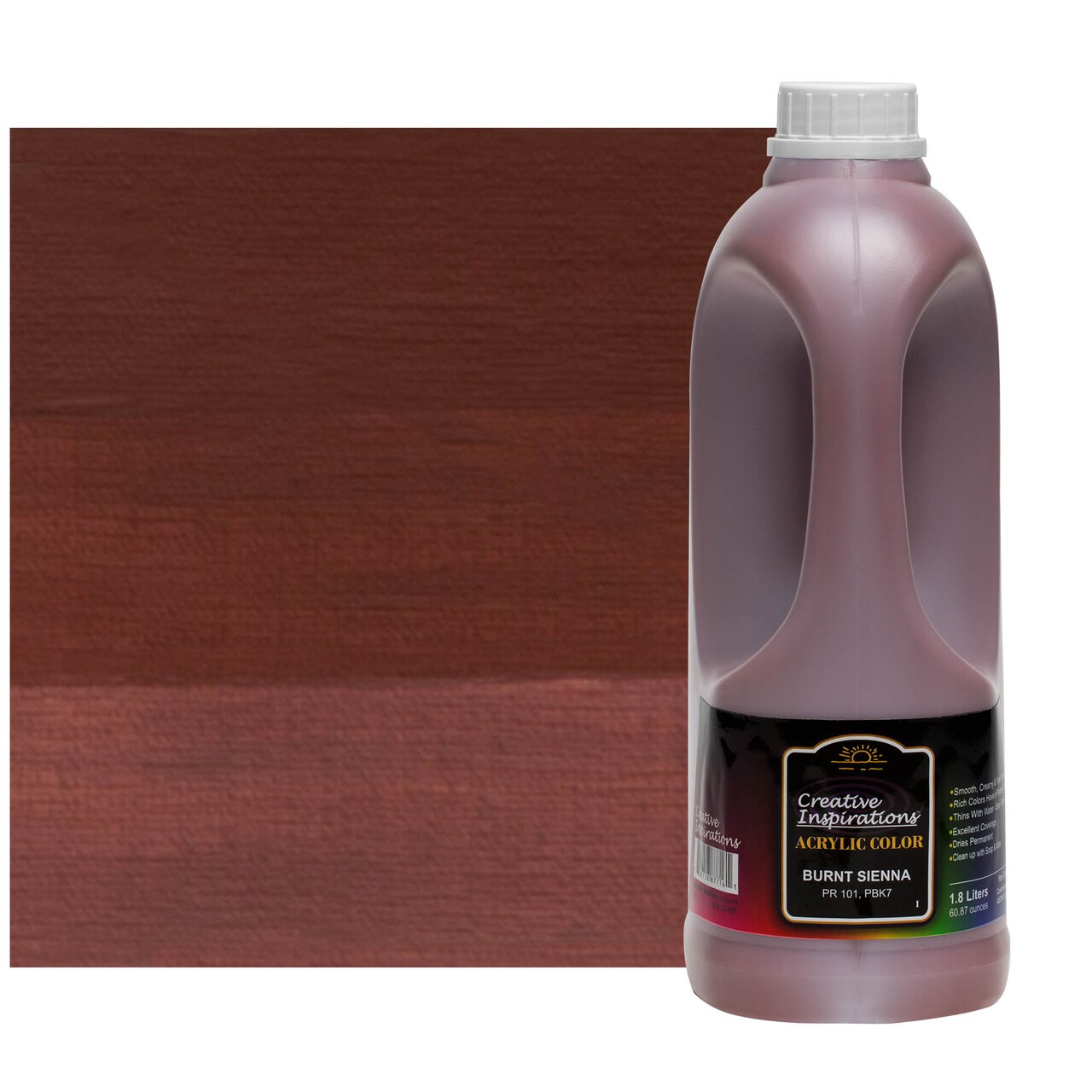 Creative Inspirations Acrylic Paint - Burnt Sienna - 1.8 Liter - Smooth & Creamy Consistency, Vibrant Pigmentation, Great Coverage for Artists - Clean Up with Soap & Water
